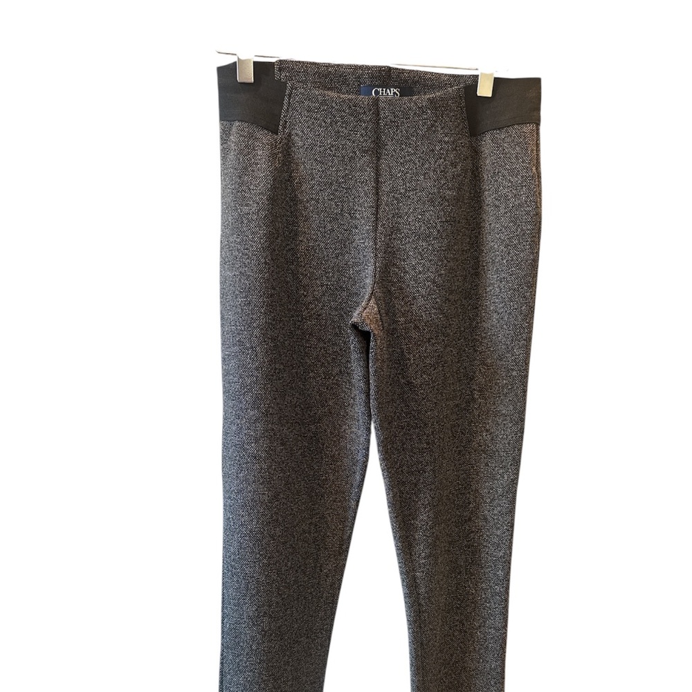 Chaps Pants Womens Medium Gray Knit Pull On Stretch Elastic Waist Leggings‎
